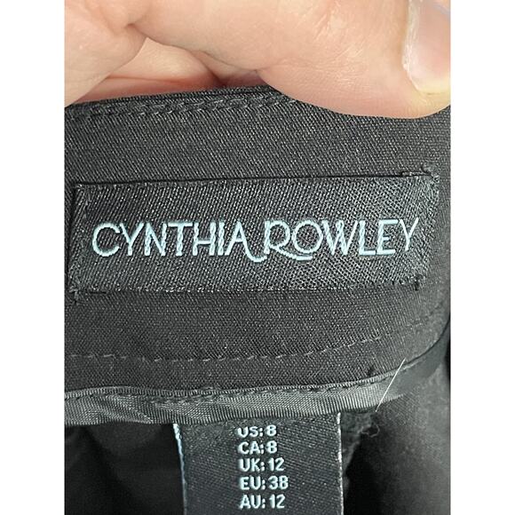 Cynthia Rowley Pants Womens 8 Black Cropped Stretch Ankle Zip Hook Dress Work - Picture 7 of 10